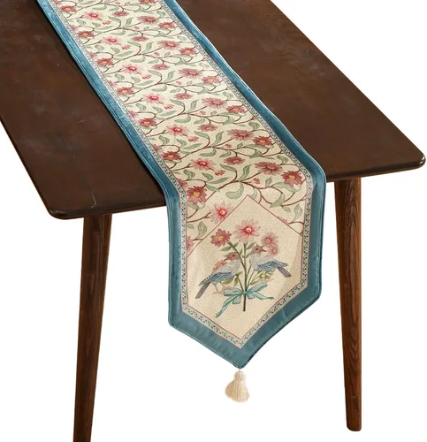 Miniatura 24 de patdrea Camino de mesa de terciopelo francés estilo granja para decoración del hogar, cocina, comedor, fiestas, cenas familiares, boda 12"*63