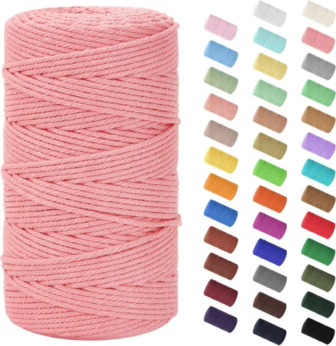 Miniatura 95 de Cordón de macramé de 0.079 in x 380 yardas (1140 pies), cuerda de algodón natural para colgar en la pared, ganchos de plantas, manualidades, Beige