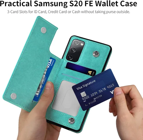 Miniatura 3 de COOYA Funda para Samsung Galaxy S20 FE 5G - Funda tipo cartera con tarjetero, piel sintética de alta calidad, cierre magnético, funda protectora