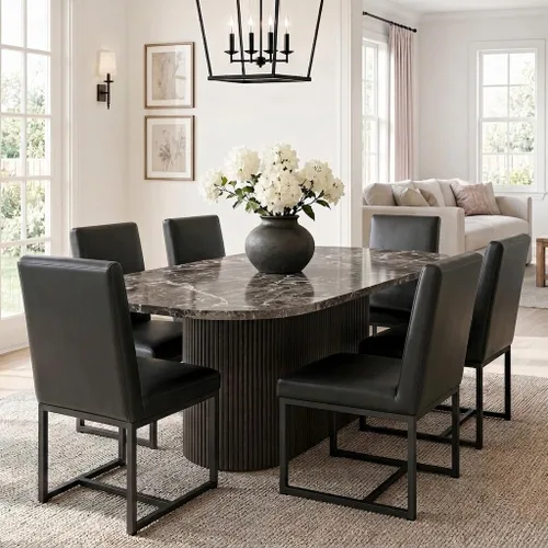 Miniatura 34 de HNY Juego de 2 sillas de cocina modernas, silla de cocina y comedor de cuero PU, silla de comedor tapizada silla auxiliar con marco de metal