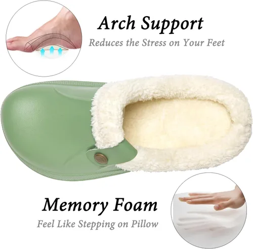 Miniatura 3 de ChayChax - Pantuflas impermeables para mujeres y hombres, con forro de piel, zapatos de jardín de invierno, pantuflas cálidas para interiores