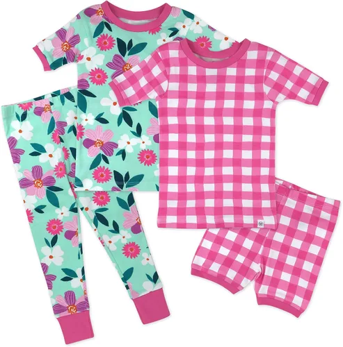 HonestBaby Multipack 2-Piece Pajamas Sleepwear Pjs 100% Organic Cotton for Infant, Baby, Toddler Girls (Legacy)