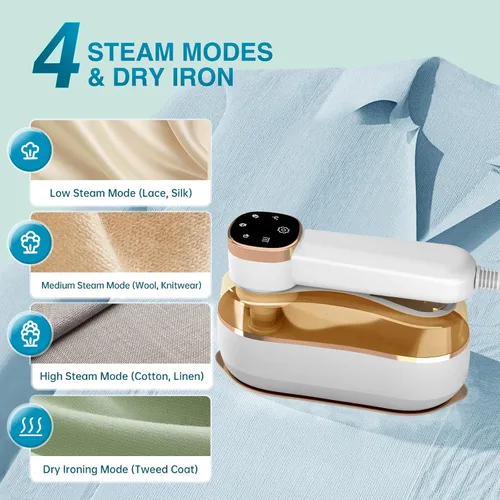 Miniatura 3 de Vaporizador y plancha de viaje 2 en 1, mini plancha de vapor portátil de mano, calentamiento rápido de 3 segundos, adecuada para viajes, hogar