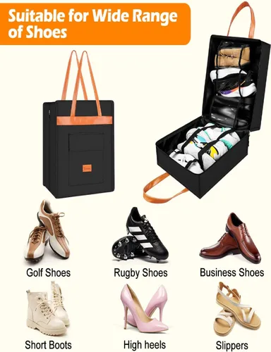 Miniatura 5 de Yotako Bolsa de Zapatos para Viaje con Mango de Cuero Negro Gris, Negro -, Estándar, Moderno