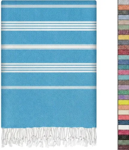 Miniatura 10 de EPHESUS TOWELS Toalla de playa turca de gran tamaño de 38 x 70 pulgadas, diseño sultán, toalla turca para playa, baño, piscina, gimnasio, yoga