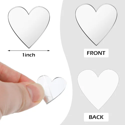 Miniatura 2 de Jetec 100 piezas de azulejos de espejo en forma de corazón, pequeños espejos para manualidades, mosaico de bricolaje pequeño círculo mini azulejos