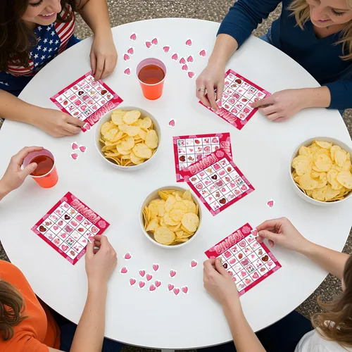 Miniatura 6 de jollylife Tarjetas de bingo para 40 jugadores para el día de San Valentín, suministros para fiestas, actividades para adultos (rosa)