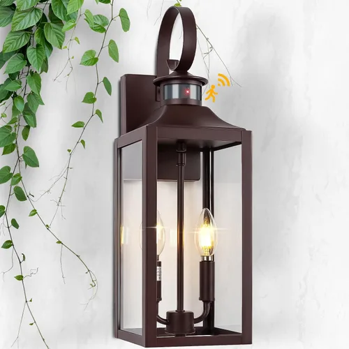 Miniatura 14 de Luz de exterior con sensor de movimiento dorada de 20 pulgadas, gran lámpara de iluminación al aire libre del atardecer al amanecer, lámpara