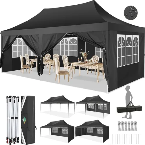Miniatura 8 de COBIZI Toldo desplegable de 10 x 10 pies con 4 paredes laterales, toldo fácil de instalar para eventos, deportes, playa, fiestas, toldos de fiesta