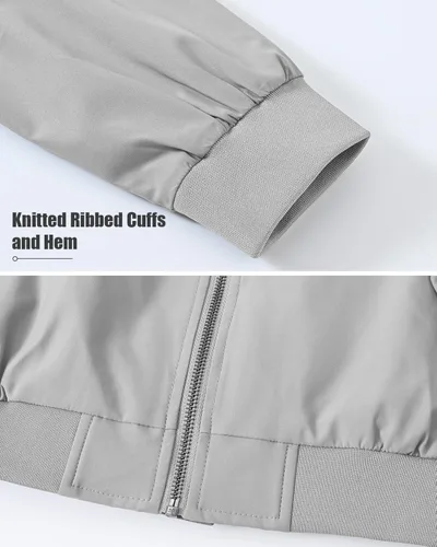 Miniatura 7 de BGOWATU Chaqueta bomber ligera cortavientos con cremallera completa para hombre