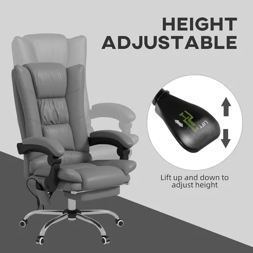 Miniatura 5 de Vinsetto Silla de oficina de masaje ejecutivo con 4 vibraciones y calor, 3 modos, silla giratoria de piel sintética con altura ajustable, respaldo