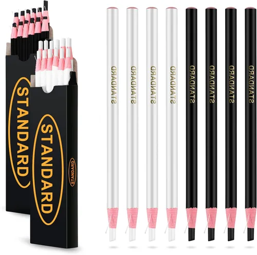 Sabary 24 lápices de rotuladores de porcelana para madera, prendas, metal, papel, telas, cuero, vinilo, rotulador de dibujo, negro, blanco