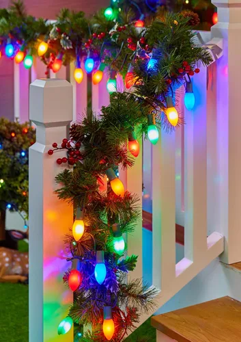 Miniatura 9 de Luces LED vintage C9 de Navidad para exteriores, cadena de luces C9 de 150 pies con 150 bombillas C9 inastillables, impermeables, conectables, luces