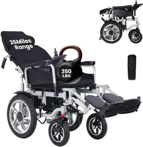 Miniatura 12 de Silla de ruedas eléctrica, ligera y portátil para adultos, sillas de ruedas motorizadas de 500 W, alcance de viaje de 25 millas de largo, silla