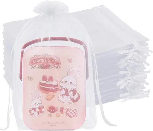 Miniatura 52 de Crweety 50 Piezas Bolsas de Organza Doradas de 3 x 4 Pulgadas, Pequeñas Bolsas de Regalo de Malla con Cordón para Favores de Boda, Despedida