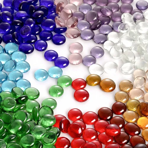 FUTUREPLUSX Mármol de cristal plano, varios colores, 500 piezas de gemas planas, piedras para acuario, florero, decoración de mesa, rojo, verde,