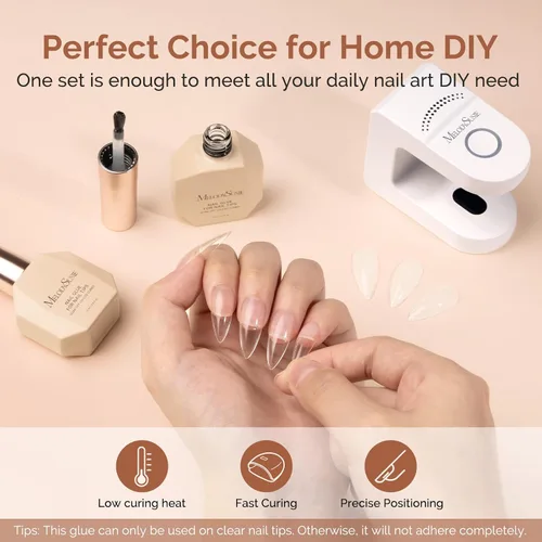 Miniatura 4 de MelodySusie Pegamento de uñas de gel 9 en 1 sin TPO para puntas de uñas postizas, 2 unidades de 0.5 fl oz de luz UV de larga duración requerida