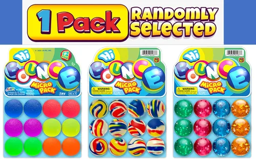 2CHILL Ja-Ru - Pelotas hinchables Super Hi Bounce (cada paquete de 12 bolas) 3 estilos de juguetes pequeños regalos de fiesta para niños Racketball