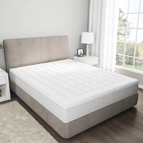 Lavish Home Cubrecolchón alternativo de tamaño completo, de 3 pulgadas, con refuerzo de fibra hipoalergénica, relleno de almohada para cojín y