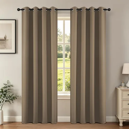 Miniatura 13 de Joydeco - Juego de 2 paneles de cortinas opacas de 63 pulgadas, 2 cortinas largas con aislamiento térmico burg, cortinas de oscurecimiento