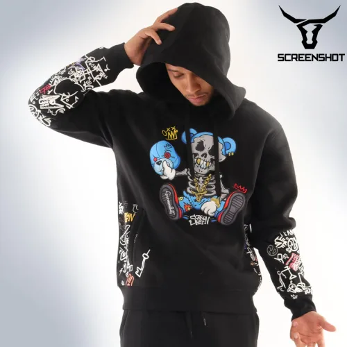 Miniatura 117 de SCREENSHOT Sudadera urbana de forro polar para hombre, diseño de dibujos animados de animación, parche bordado de gel