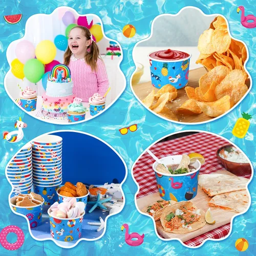 Miniatura 6 de Didaey Paquete de 150 tazas de helado de 8 onzas para alimentos fríos y calientes, suministros desechables para fiestas en la piscina
