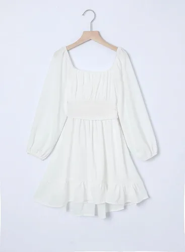 Miniatura 7 de blibean Vestido de manga larga con lazo en la espalda para niñas, vestido de otoño con hombros descubiertos, talla 6-15 años
