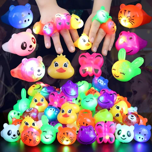 Maegawa 25 anillos iluminados para fiestas para niños de 4 a 8 años, cofre del tesoro, caja de premios de juguetes para aula, premios de carnaval,