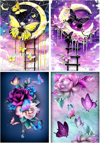 Miniatura 10 de EWJRNSF Paquete de 6 kits de pintura de diamantes 5D para adultos principiantes, juegos de arte de diamantes, pintura de gemas y manualidades, B 6