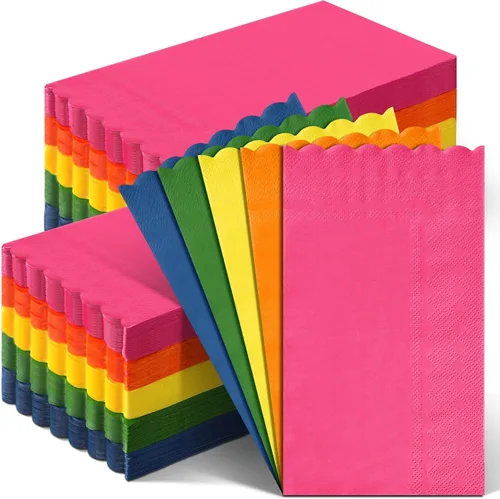 Cholemy 200 servilletas festoneadas para invitados, colores pastel, toallas de mano desechables para baño, invitados, toalla de papel de 2 capas