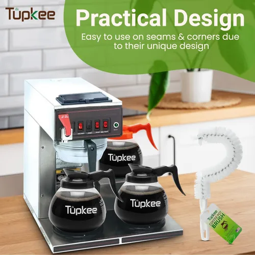 Miniatura 6 de Cepillo de limpieza para cafetera, no raya, cerdas de larga duración, cepillo de limpieza curvado para decantador de café, ideal para oficinas
