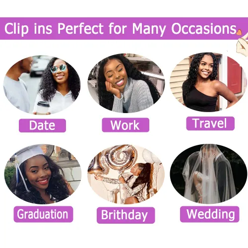 Miniatura 5 de Extensiones de cabello humano rizado con clip, 3C 4A, rizado con clip, cabeza completa, para mujeres negras, cabello humano brasileño Remy