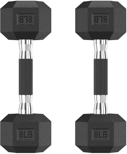 Miniatura 26 de HANDBODE Juego de 2 mancuernas hexagonales de 2.5 a 65 libras con revestimiento de goma, mancuernas para ejercicio y fitness, peso de mano