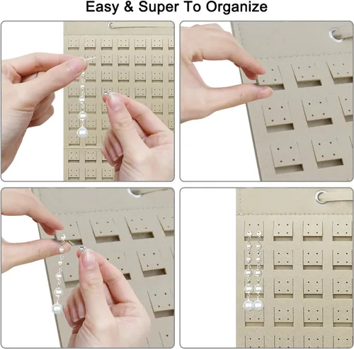 Miniatura 4 de Organizador de Aretes, Soporte Colgante para Aretes que Sostiene Hasta 300 Pares, Organizador de Aretes de Botón de Gran Capacidad