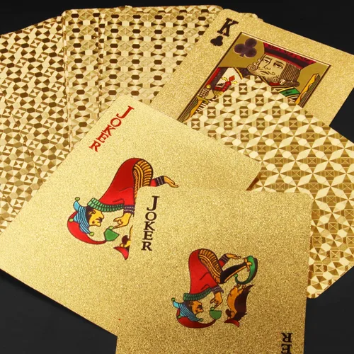 Miniatura 5 de INTEGEAR 2 barajas de cartas de juego, tarjetas de póquer con estampado 3D dorado en relieve de plástico PET impermeable cartas de juego de trucos