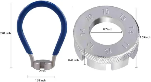 Miniatura 2 de Llave de ajuste de radios de bicicleta Juego de 2 herramientas de ajuste de llantas de bicicleta (plata y azul)