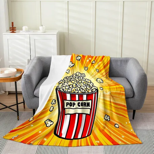 Miniatura 9 de Feelyou Manta de felpa para cine, manta de franela con patrón de palomitas de maíz para niños, niñas, adolescentes, póster de cine para todas