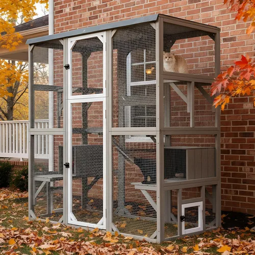Miniatura 11 de Catio Recinto Extra Grande para Gatos al Aire Libre Impermeable, Casa para Mascotas al Aire Libre con Acceso Peatonal para Múltiples Gatos, Jaula