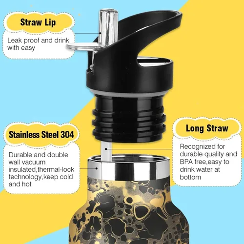 Miniatura 3 de Camouflage Gold Leakproof and BPA Free Reusable Water Bottle with Straw Lid Double-Wall Vacuum Insulation for Gym Sports 11