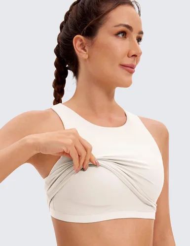 Miniatura 3 de CRZ YOGA Butterluxe - Brasier deportivo de cuello alto y espalda cruzada para mujer, camiseta corta acolchada para entrenamiento con brasier