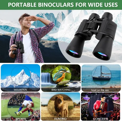 Miniatura 6 de Binoculares de 20 x 50 – Prismáticos compactos profesionales de alta definición de alto aumento para observación de aves, caza y actividades al aire