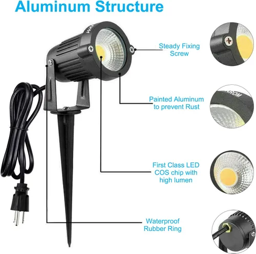 Miniatura 3 de Foco LED de paisaje para exteriores, focos de jardín impermeables IP65, 5 W CA 120 V, luz de inundación de patio, luces de césped de estacas