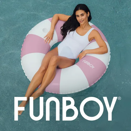 Miniatura 6 de FUNBOY Giant Vintage Stripe Inflatable Tube Pool Float with Cup Holder 48" Large Pool Float for Adults Inner Tube Swimming Pool Toys Swim Rings Pool