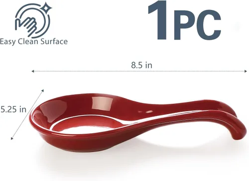 Miniatura 6 de ONEMORE Soporte de cuchara de cerámica para estufa – Soporte extra ancho resistente al calor para utensilios y herramientas de encimera de cocina