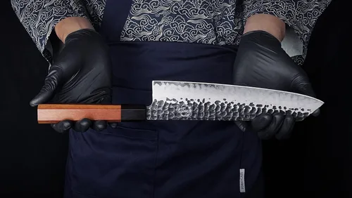 Miniatura 6 de Cuchillo de chef Kiritsuke de 9 pulgadas, cuchillo de cocina japonés hecho a mano forjado profesional afilado, cuchillo de cocina AUS10 de acero