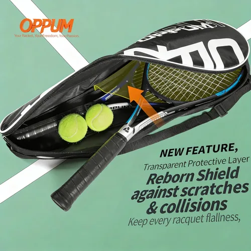 Miniatura 5 de Raquetas de tenis OPPUM PRO-500 para adultos, paquete de 2 raquetas preencordadas para principiantes e intermedios con bolsa de transporte y 2