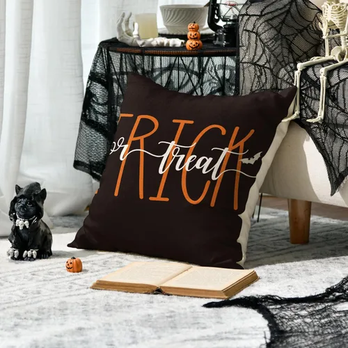 Miniatura 4 de AVOIN colorlife Happy Halloween - Juego de 4 fundas de almohada de 16 x 16 pulgadas, con diseño de fantasmas, diseño de murciélagos y calabaza