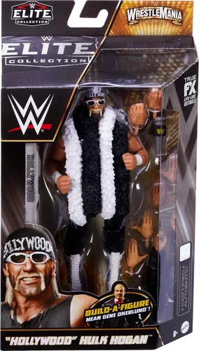 Miniatura 6 de Mattel WWE "Hollywood" Hulk Hogan WrestleMania Elite Collection Figura de acción con accesorio y piezas "Mean" Gene Okerlund Build-A-Fig, 6 pulgadas