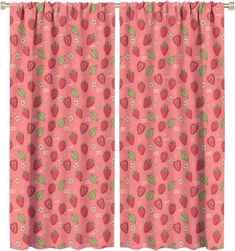 Miniatura 22 de Cortinas bohemias con diseño de fresas, bonitas cortinas bohemias con bolsillo para barra de fruta, tratamiento de ventana para cocina, sala