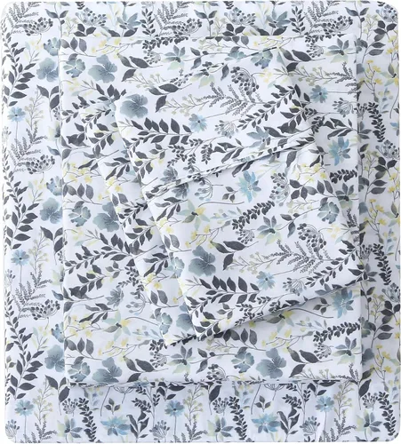 Miniatura 15 de Mooreeke Sábanas de cama Queen con estampado floral, ropa de cama impresa de microfibra suave y fundas de almohada, sábana vintage Queen de bolsillo